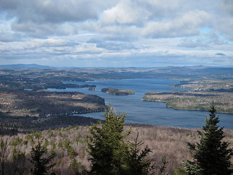 Looking north at Lake Sunepee.<br />Hiking along Newbury Trail to Mt. Sunapee.<br />Dec. 4, 2010 - Sunapee State Park, New Hampshire.