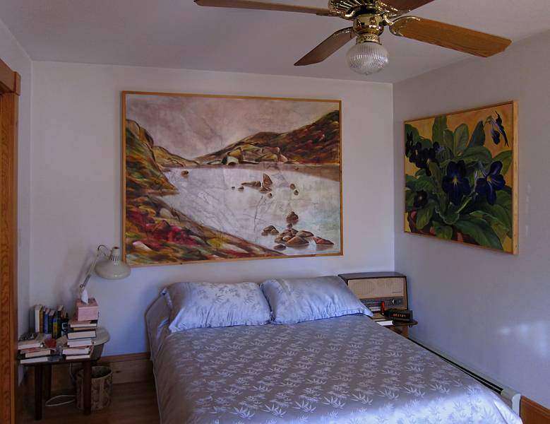 Joyce's and my bedroom with Joyce's paintings on the wall.<br />Dec. 16, 2010 - Merrimac, Massachusetts.