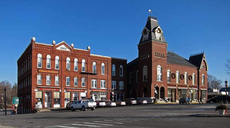 Galant Building and Town Hall.<br />Dec. 18, 2010 - Merrimac Square, Merrimac, Massachusetts.