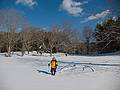 Joyce snowshoeing.<br />Jan. 16, 2011 - Maudslay State Park, Newburyport, Massachusetts.