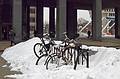 Bicycles parked outside the federal building next to City Hall Plaza.<br />Jan. 26, 2011 - Boston, Massachusetts.