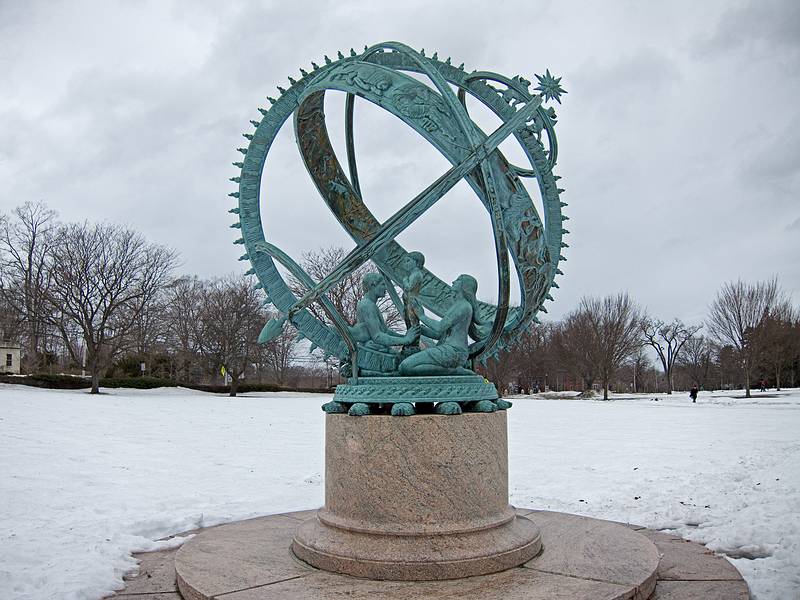 Spherical (armillary?) sundial.<br />March 6, 2011 - Phillips Academy, Andover, Massachusetts.