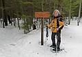 Joyce at the start of the trail off Livermore Road.<br />On the Big Pines Path to a clump of old, big white pines.<br />March 12, 2011 - Waterville Valley, New Hampshire.