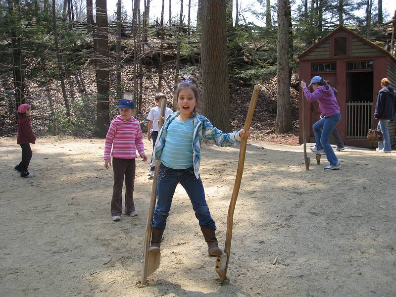 Miranda on stilts.<br />April 18, 2011 - Old Sturbridge Village, Sturbridge, Massachusetts.