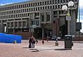 Nicole, a friend of Miranda, Miranda, and Matthew in front of Boston City Hall.<br />April 21, 2011 - Boston, Massachusetts.