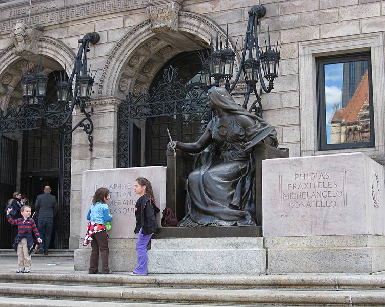 Matthew, Miranda, and Nicole in front of the Public Library.<br />April 21, 2011 - Boston, Massachusetts.
