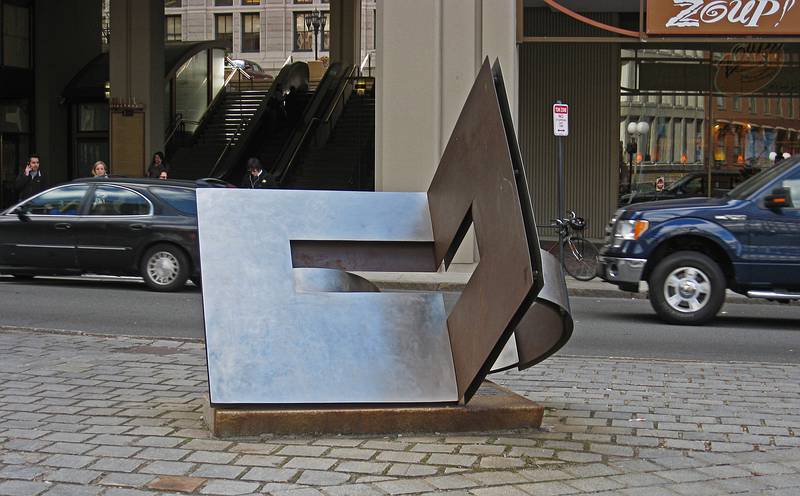 Sculpture on street near City Hall.<br />April 21, 2011 - Boston, Massachusetts.
