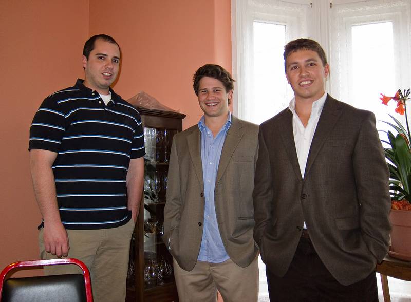 TJ, Colin, and Michael dropped by for dessert. Never saw them wear sport coats before.<br />April 24, 2011 - Easter dinner at Paul and Norma's in Tewksbury, Massachsuetts.