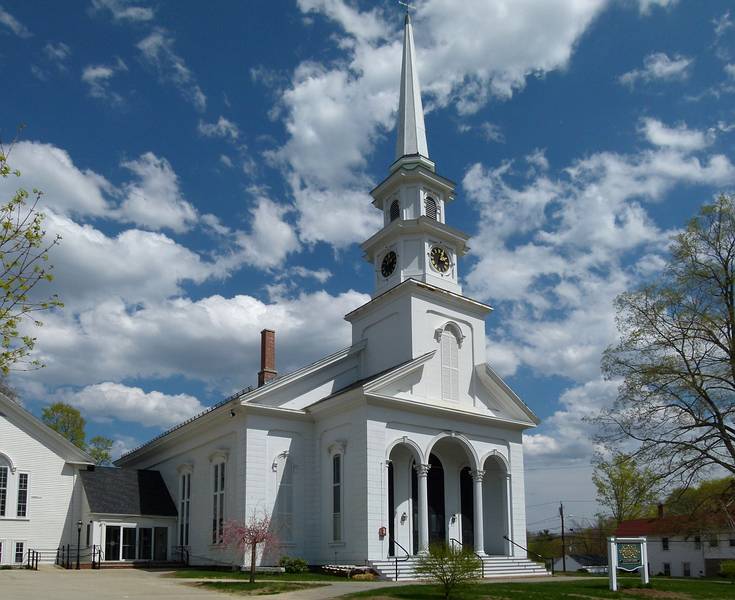 Pilgrim Congregational Church on Church Street.<br />Along our usual two mile walk.<br />April 29, 2011 - Merrimac, Massachusetts.