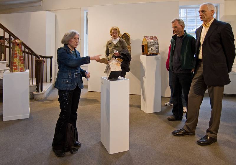 Joyce giving a presentation about her entry in the show.<br />'small obsession: artists' dollhouses and other obsessively small works of art.'<br />May 22, 2011 - Somerville Museum, Somerville, Massachusetts.