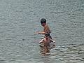Gujn and Marks, who thinks he has gone deep enough.<br />June 20, 2011 - Pawtuckaway State Park, Nottingham, New Hampshire.