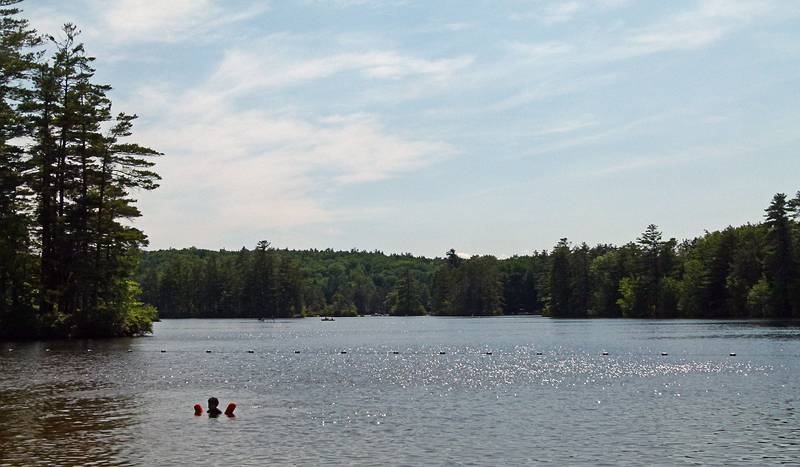 Lake Pawtuckaway seen from the beach.<br />June 20, 2011 - Pawtuckaway State Park, Nottingham, New Hampshire.