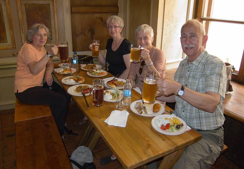 Joyce, Daina, Baiba, and Ronnie<br />at the Lido Alus seta (beer garden).<br />June 1, 2011 - Riga, Latvia.