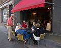 Chuck, Baiba, Ronnie, Betsy, Joyce, and Carolyn.<br />Coffee time at Monte Kristo on Elizabetes Street.<br />June 2, 2011 - Riga, Latvia.