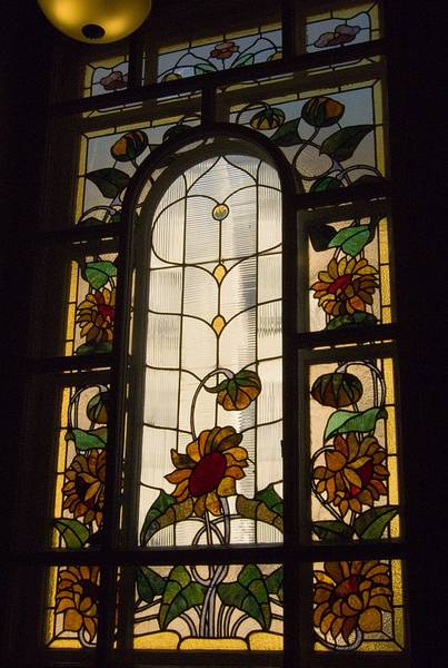 Window in staircase of our Hotel Valdemars.<br />June 3, 2011 - Riga, Latvia.