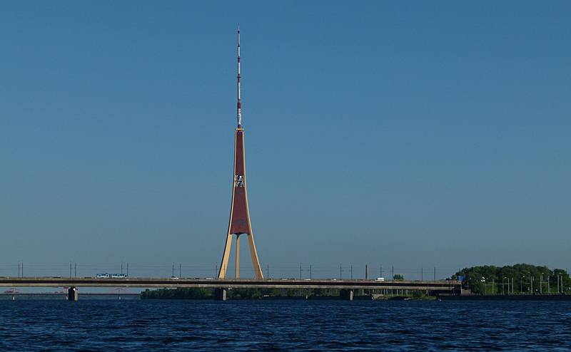 Riga radio and tv tower 1209 feet tall.<br />June 3, 2011 - Riga, Latvia.