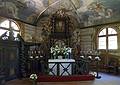 Altar of the village church.<br />Arts and crafts fair at the Latvian Ethnographic Open Air Museum.<br />June 4, 2011 - Riga, Latvia.