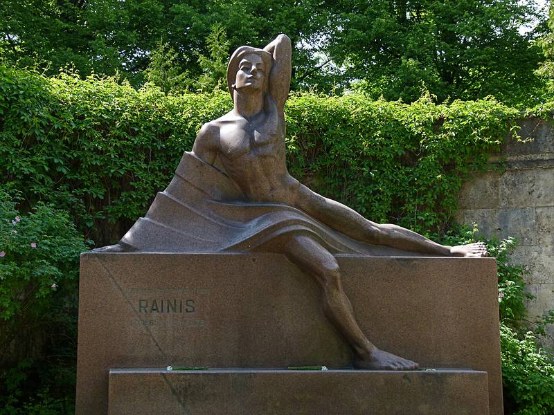 Monument to Rainis (Janis Plieksans), Latvian poet and playwright.<br />Rainis Cemetery (Raina Kapi).<br />June 5, 2011 - Riga, Latvia.