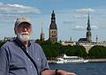 Egils: 'I was there'. Photo taken by Joyce.<br />Views from the Vanu Bridge over the Daugava River.<br />June 5, 2011 - Riga, Latvia.