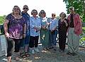 The tour group: Linda, Ronnie, Carolyn, Betsy, Baiba, and Chuck.<br />Egils is behind the camera and Ivan is tending the bus.<br />June 6, 2011 - Kuldiga, Latvia.