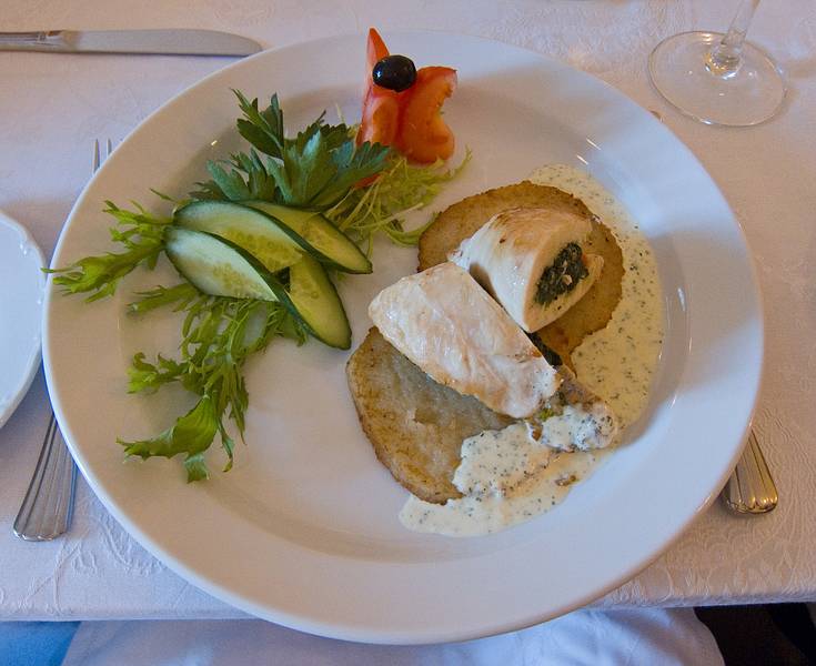 The entree.<br />Dining at the Meotne Palace (now a hotel).<br />June 6, 2011 - Meotne, Latvia.