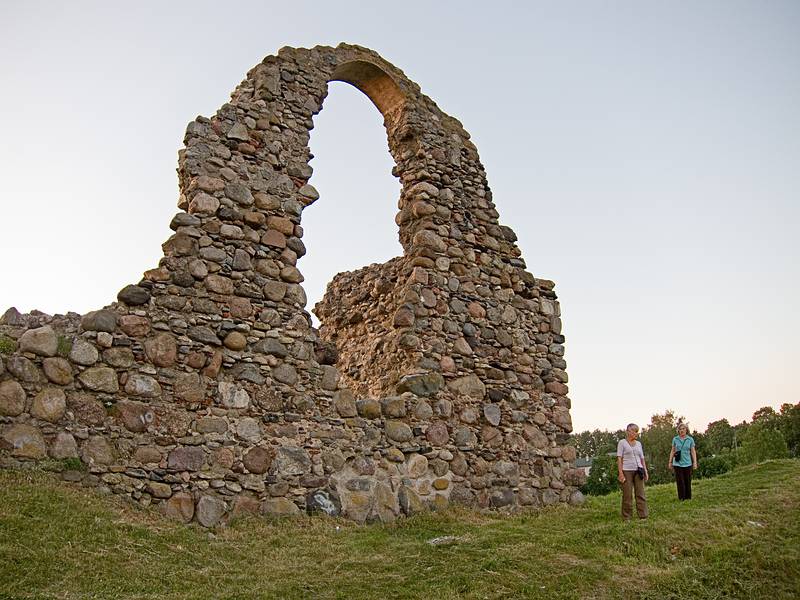 Baiba and Joyce at ruins of a 13th to 17th century Livonian Order fortress.<br />June 7, 2011 -  Rezekne, Latvia.