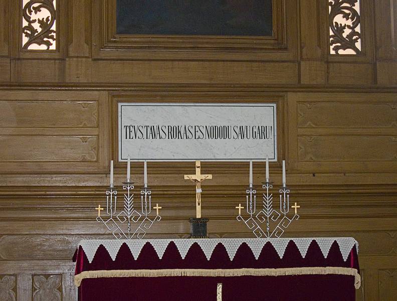Latvian design candelabra.<br />Velena Ev. Lutheran Church.<br />June 9, 2011 - Velena, Vidzeme, Latvia.