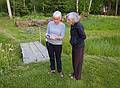 Baiba and Joyce reviewing a photo.<br />June 9, 2011 - At Annas Resort, Zaubes pagasts (parish), Latvia.