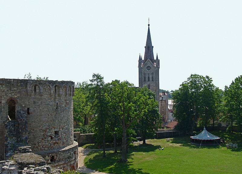 View of St. John's Church from tower.<br />At the Cesis castle ruins.<br />June 10, 2011 - Cesis, Latvia.