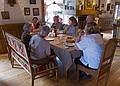 Baiba, Joyce, Anete, Ronnie, Betsy, Chuch, and Carolyn at our last supper on the road.<br />At the Hotel Aparjods.<br />June 10, 2011 - Sigulda, Latvia.
