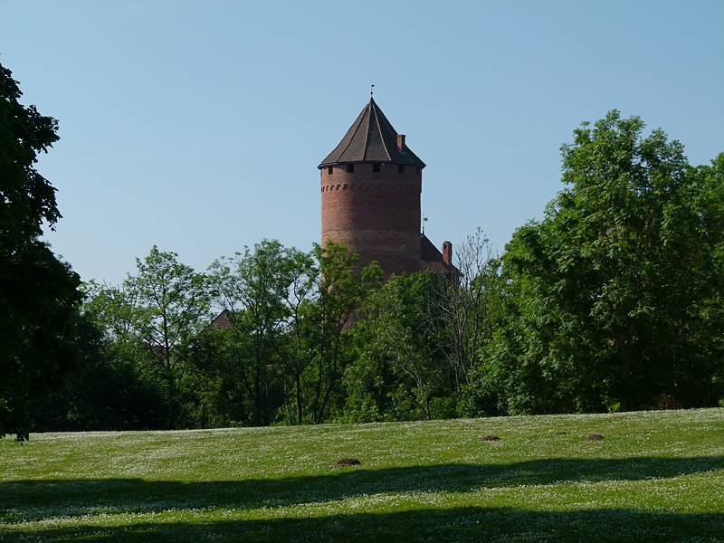 View of castle tower from the reservation grounds.<br />June 11, 2011 - Turaida, across the Gauja River from Sigulda, Latvia.