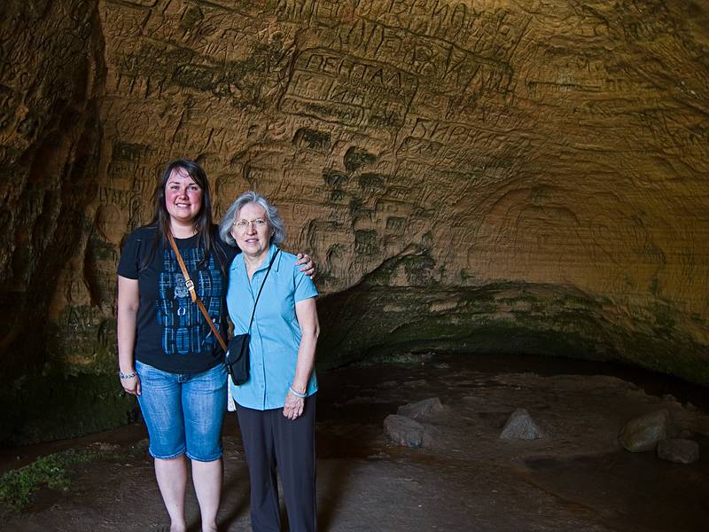 Anete and Joyce.<br />June 11, 2011 - At Gutmana Cave near the Turaida Castle, Latvia.