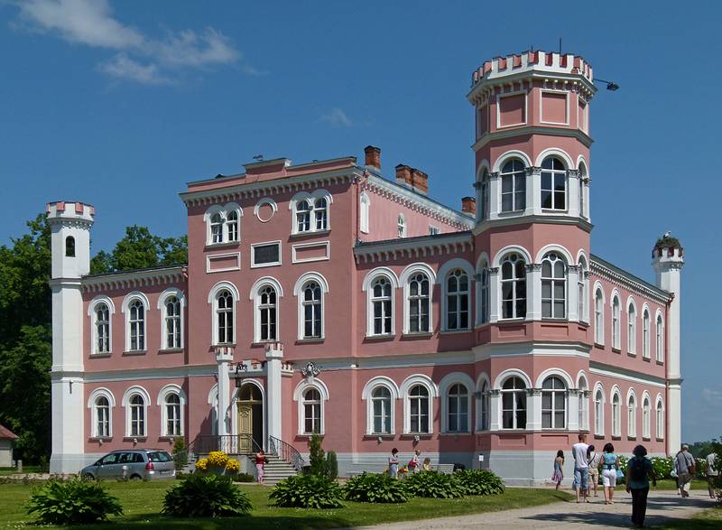 Front of palace or castle.<br />Birinu Palace grounds.<br />June 11, 2011 - Birini, Latvia.