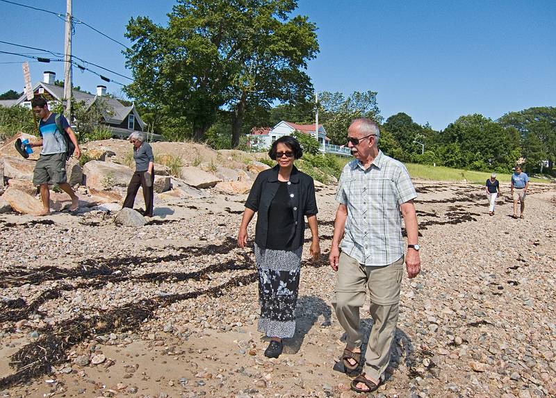 Eriks and Joyce, Nancy and Ronnie, and Baiba and Juris on Black Beach.<br />July 9, 2011 - Manchester by the Sea, Massachusetts.