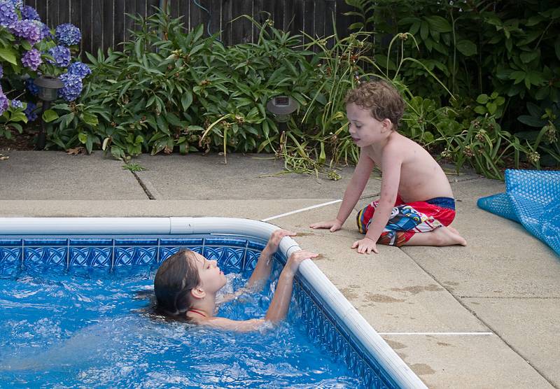 Miranda and Matthew spend most of the time in the water.<br />July 16, 2011 - At Marie's in Lawrence, Massachusetts.