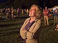 Joyce, lit by the bonfire.<br />Old Home Days bonfire evening.<br />August 12, 2011 - Athletic field in front of the Donahue School, Merrimac, Massachusetts.