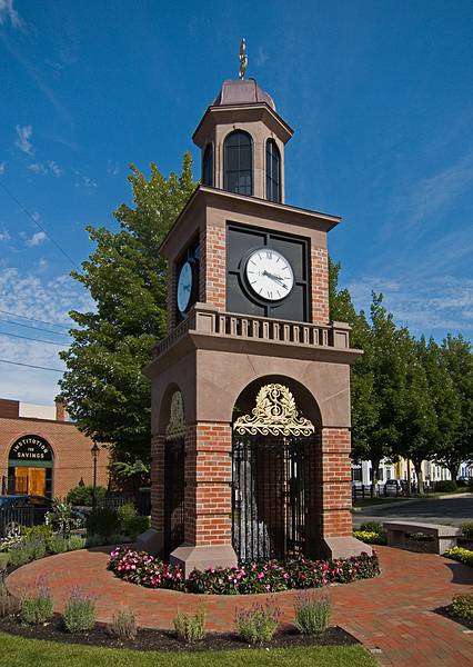 The new Institution for Savings clock tower on State Street.<br />Sept. 1, 2011 - Newburyport, Massachusetts.