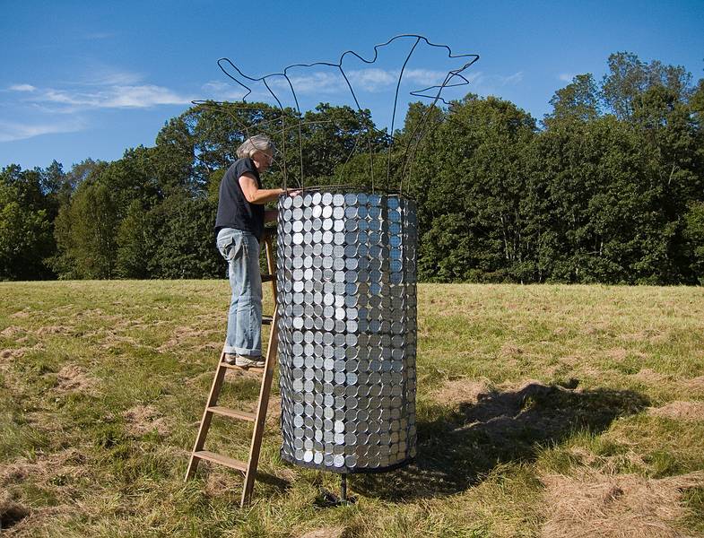 Joyce installing her piece 'Interplay'.<br />'Play', Outdoor Sculpture at Maudslay.<br />Sept. 10, 2011 - Maudslay State Park, Newburyport, Massachusetts.