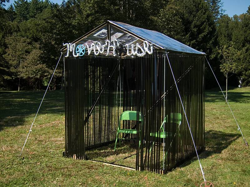 Anne Beaulieu and Bill Dovhan: 'Just hit - PLAY'.<br />'Play', Outdoor Sculpture at Maudslay.<br />Sept. 11, 2011 - Maudslay State Park, Newburyport, Massachusetts.