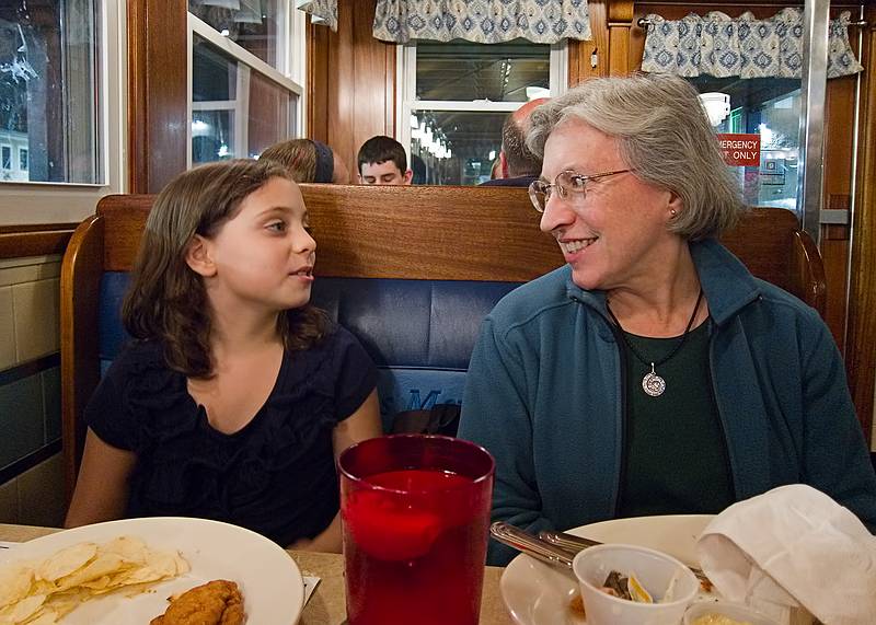 Miranda and Joyce.<br />On way home from picking up the grandkids.<br />Oct. 7, 2011 - At the Miss Mendon Diner in Mendon, Massachusetts.