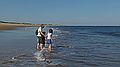 Joyce, Matthew, and Miranda.<br />It didn't take long for the kids to get wet from head to toe. Fortunately, it was about 80 F.<br />Oct. 8, 2011 - Parker River National Wildlife Refuge, Plum Island, Massachusetts.