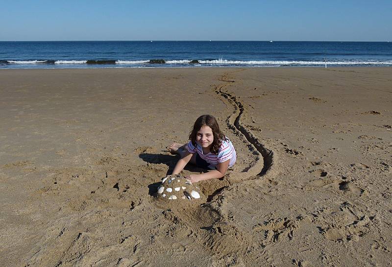 Miranda with her (and Matthew's) work.<br />Oct. 8, 2011 - Parker River National Wildlife Refuge, Plum Island, Massachusetts.