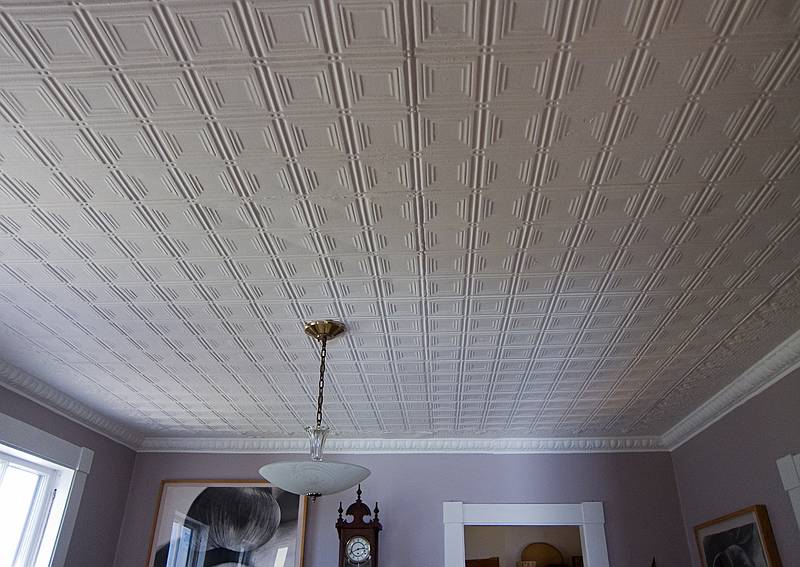 Dining room, after tin ceiling was repaired and repainted.<br />Oct. 25, 2011 - Merrimac, Massachusetts.