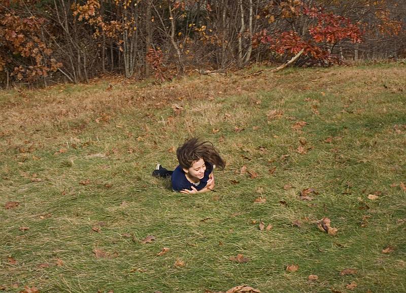 Miranda playing on the sledding hill.<br />Nov. 13, 2011 - Maudslay State Park, Newburyport, Massachusetts.