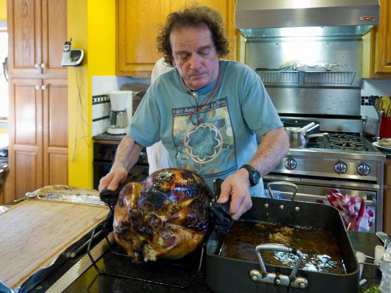 Paul and the Thanksgiving turkey.<br />Nov. 24, 2011 - Thanksgiving dinner at Paul and Norma's in Tewskbury, Massachusetts.