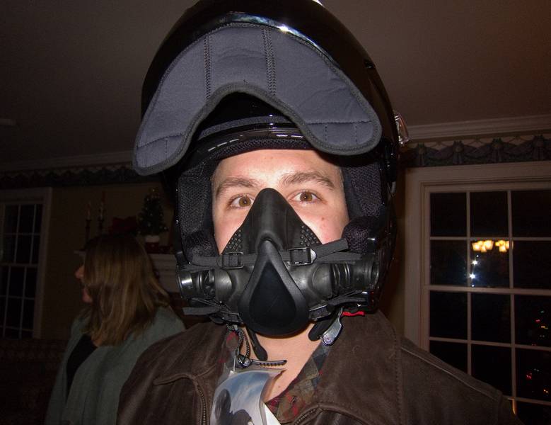 Michael with new snowmobile helmet.<br />Dec. 25, 2011 - South Hampton, New Hampshire.