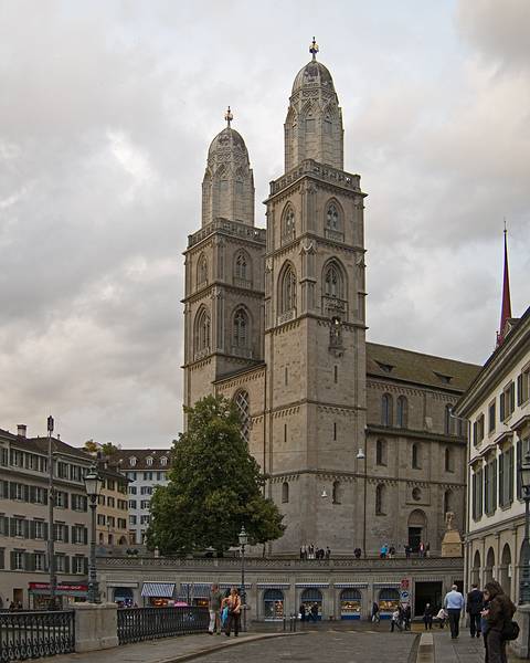The Grossmnster (great minster (monastery church)).<br />July 21, 2011 - Zurich, Switzerland.