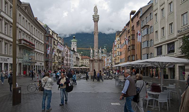 The Annasäule (Anna Column) in the middle of Maria-Theresien Strasse.<br />July 23, 2011 - Innsbruck, Austria.
