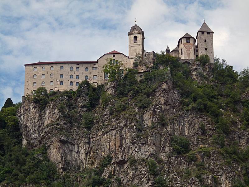 Sben Abbey above the town.<br />July 28, 2011 - Klausen, South Tyrol, Italy.