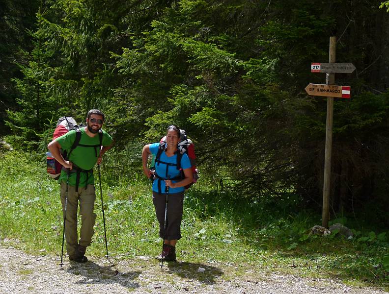 Sati and Melody.<br />This is where we part company. They head for Slovenia while we go back to Cortina.<br />July 30, 2011 - Hike from Vandelli hut down to the valley via trail #217 (E of Cortina, Italy).